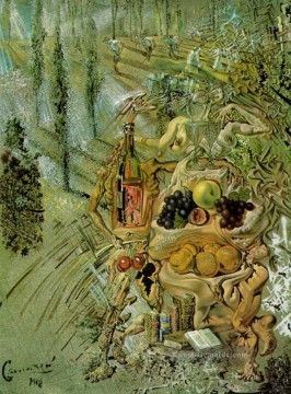 Dionysus Spucken das vollständige Bild von Cadaques an der Spitze der Zunge einer Drei Storied Gaudinian Frau Surrealismus Ölgemälde
